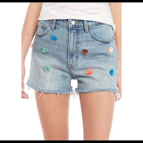 Lucky Brand Pom Pom high rise‎ jean shorts - Picture 1 of 13